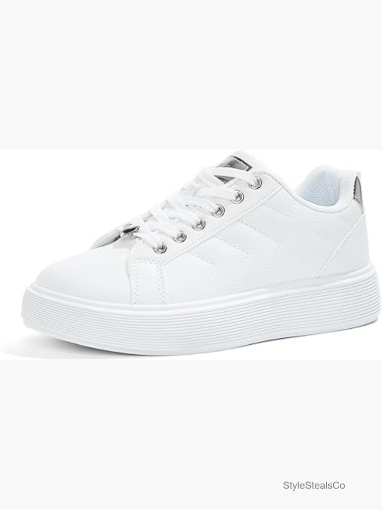 Women's Platform Sneakers Synthetic Leather Metallic Accents Casual Tennis